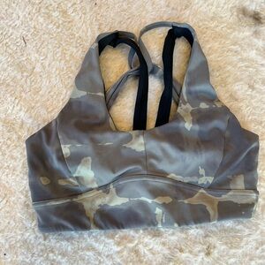 Varley Gray and Cream Sports Bra